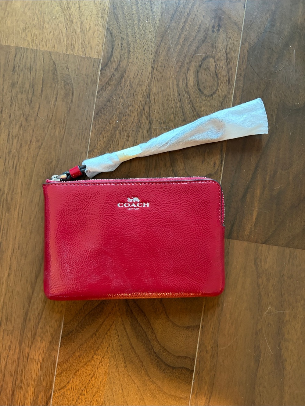 NEW with tags - Coach Glossy Red Leather Zip Wristlet